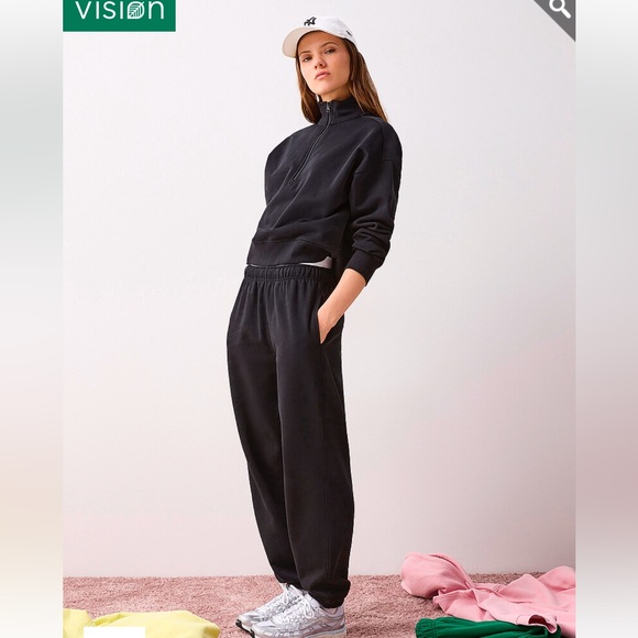 twik Pants - Twik Oversized thin fleece joggers sweatpants black